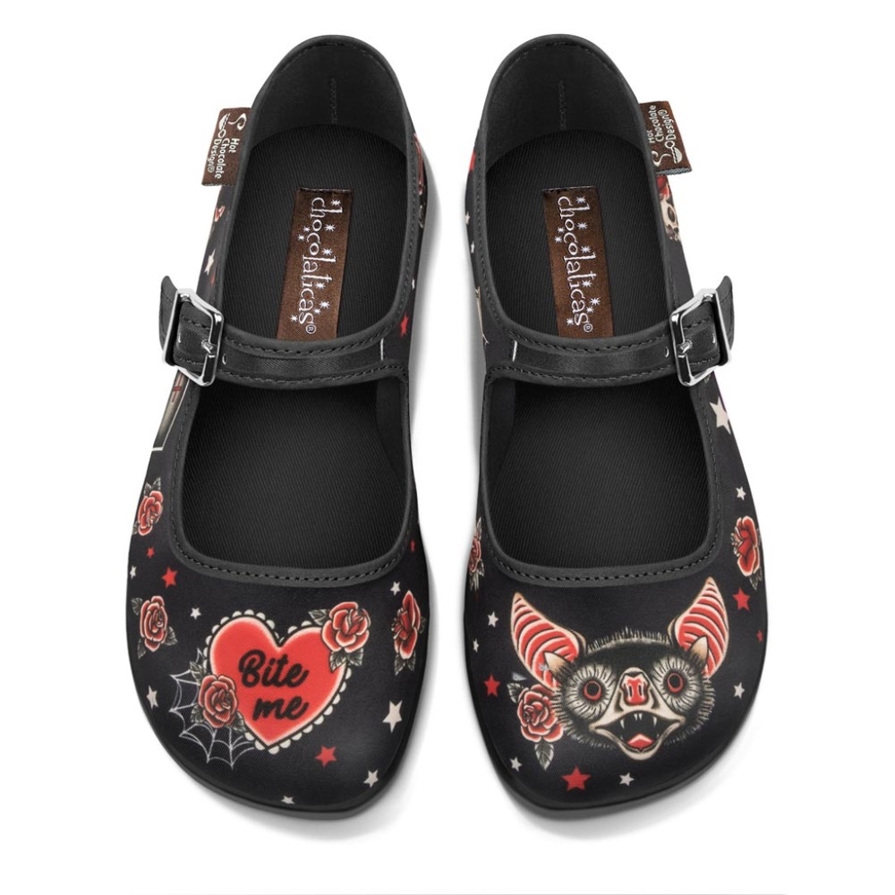 Chocolaticas Hot Chocolate Size 11 Dark Tattoo Women's Mary Jane Flat Shoes